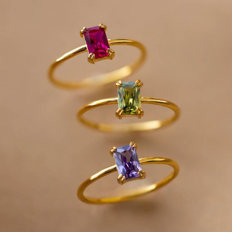 Zircon Birthstone Rings For Women Gold Color